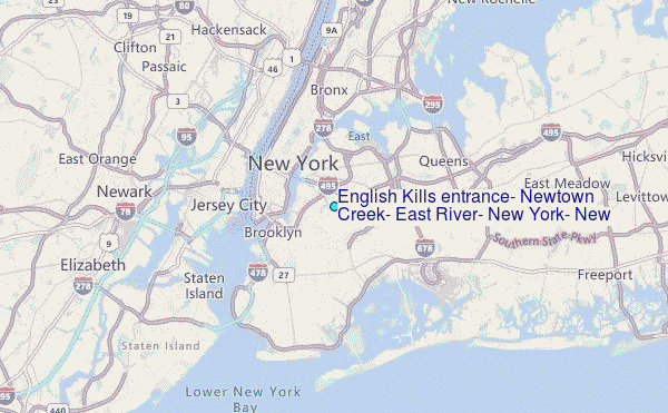 English Kills entrance, Newtown Creek, East River, New York, New York Tide Station Location Map