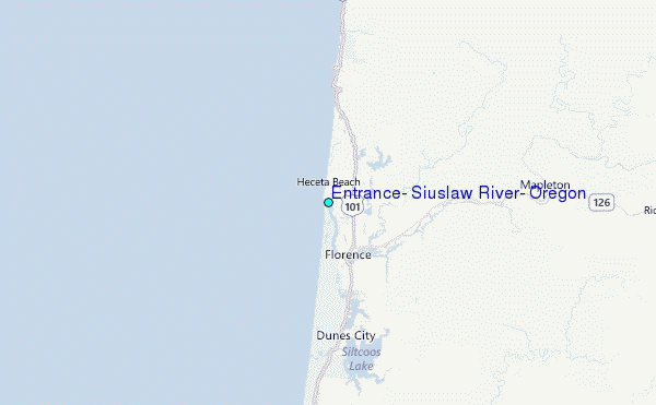 Entrance, Siuslaw River, Oregon Tide Station Location Map