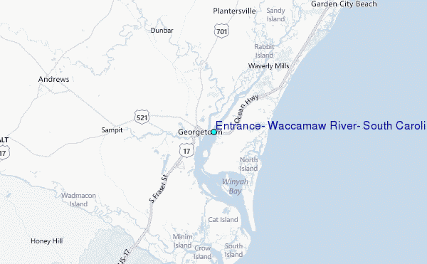 Entrance, Waccamaw River, South Carolina Tide Station Location Map