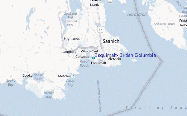 Esquimalt, British Columbia Tide Station Location Map