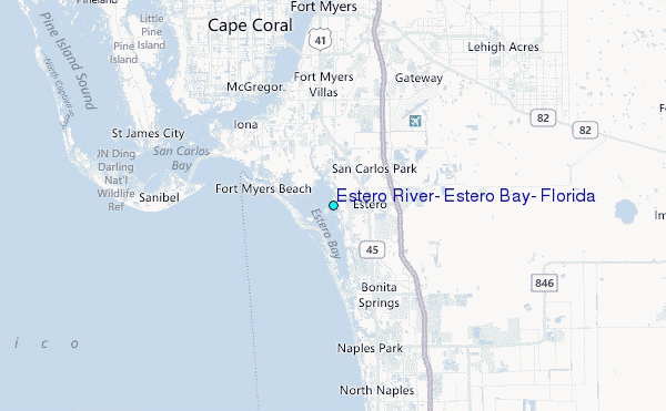 Estero River, Estero Bay, Florida Tide Station Location Map