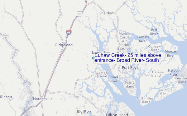 Euhaw Creek, 2.5 miles above entrance, Broad River, South Carolina Tide Station Location Map