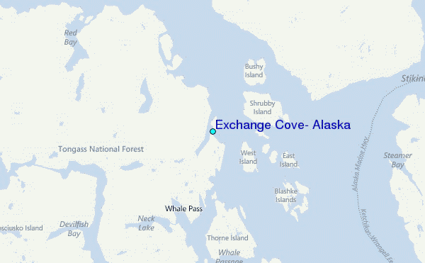 Exchange Cove, Alaska Tide Station Location Map