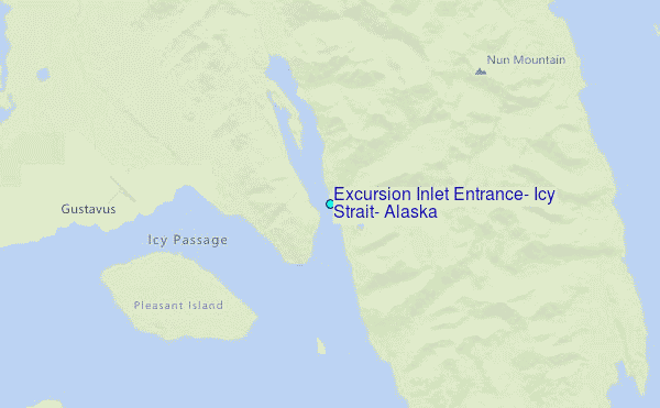 Excursion Inlet Entrance, Icy Strait, Alaska Tide Station Location Map