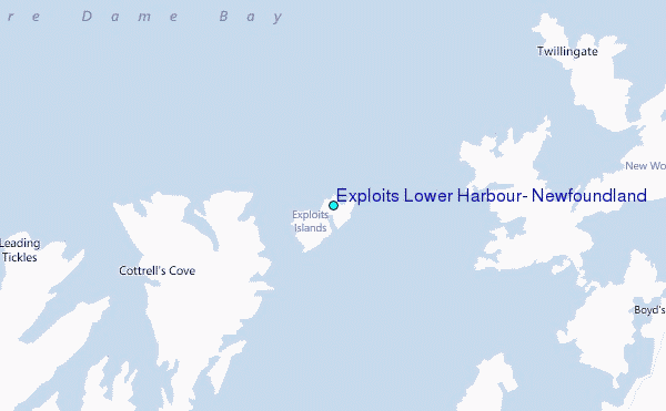 Exploits Lower Harbour, Newfoundland Tide Station Location Map