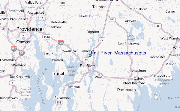 Fall River, Massachusetts Tide Station Location Map