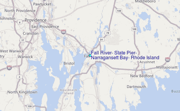 Fall River, State Pier, Narragansett Bay, Rhode Island Tide Station Location Map