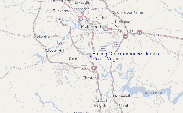 Falling Creek entrance, James River, Virginia Tide Station Location Map
