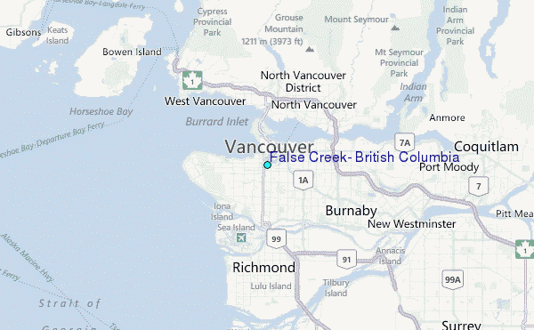 False Creek, British Columbia Tide Station Location Map