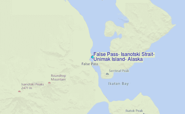 False Pass, Isanotski Strait, Unimak Island, Alaska Tide Station Location Map