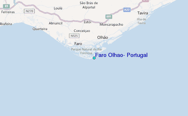 Faro Olhao, Portugal Tide Station Location Map