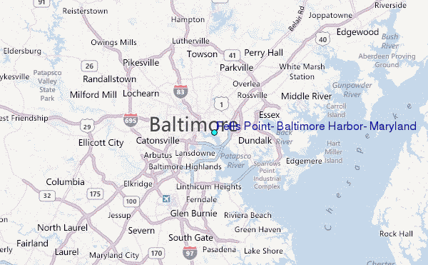 Fells Point, Baltimore Harbor, Maryland Tide Station Location Map