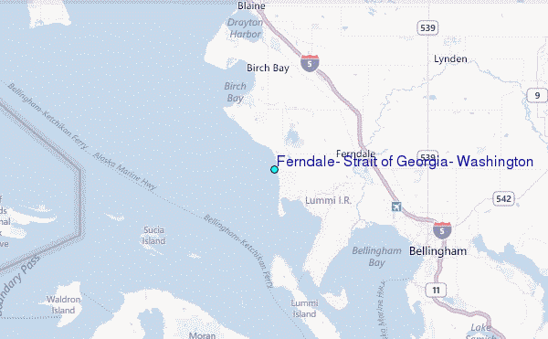 Ferndale, Strait of Georgia, Washington Tide Station Location Map