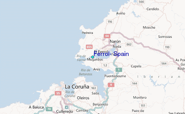 Ferrol, Spain Tide Station Location Map