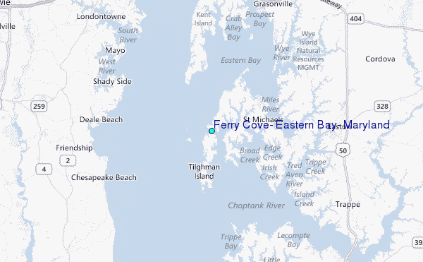 Ferry Cove, Eastern Bay, Maryland Tide Station Location Map