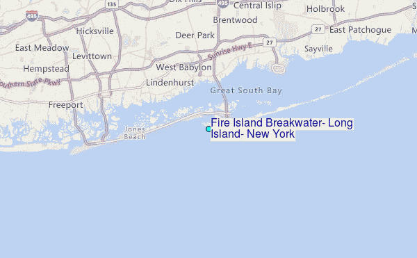 Fire Island Breakwater, Long Island, New York Tide Station Location Map