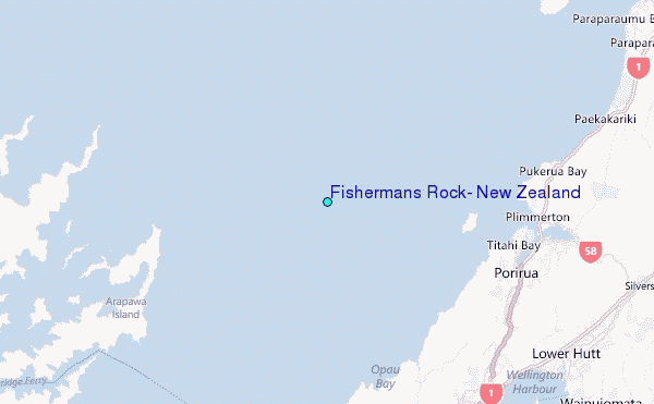 Fishermans Rock, New Zealand Tide Station Location Map