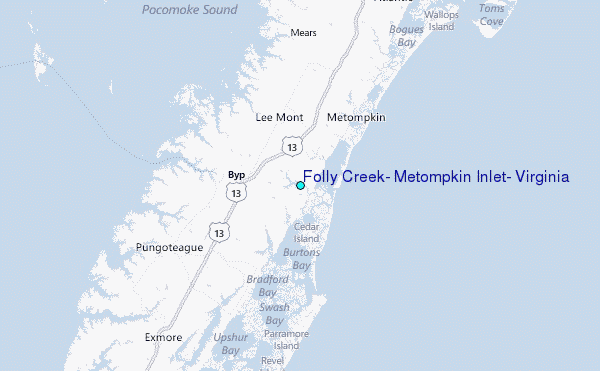 Folly Creek, Metompkin Inlet, Virginia Tide Station Location Map