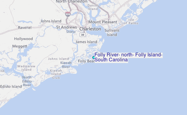 Folly River, north, Folly Island, South Carolina Tide Station Location Map