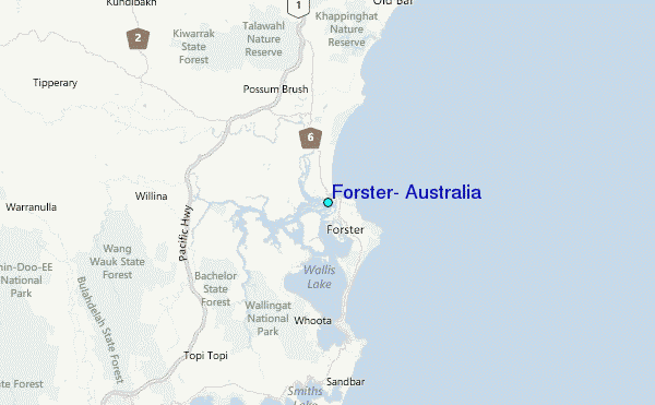 Forster, Australia Tide Station Location Map