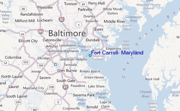 Fort Carroll, Maryland Tide Station Location Map