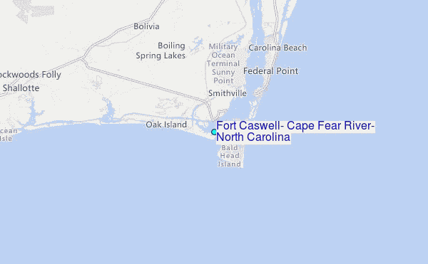 Fort Caswell, Cape Fear River, North Carolina Tide Station Location Map