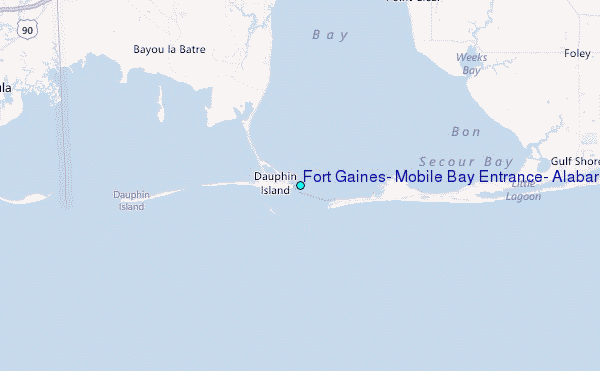 Fort Gaines, Mobile Bay Entrance, Alabama Tide Station Location Map
