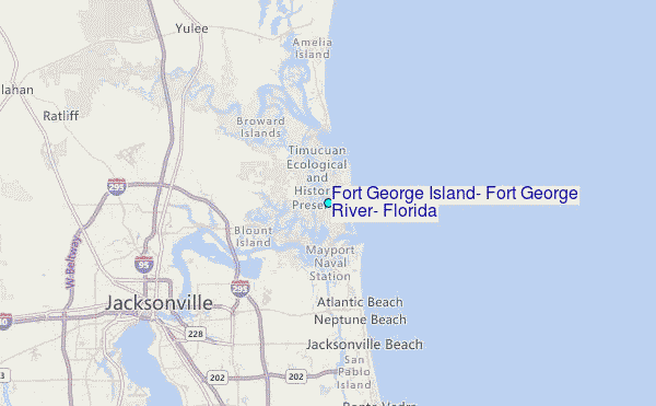 Fort George Island, Fort George River, Florida Tide Station Location Map