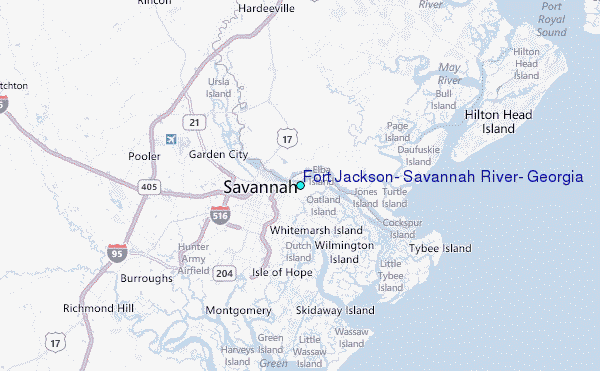 Fort Jackson, Savannah River, Georgia Tide Station Location Map