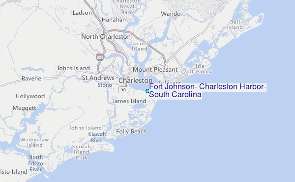Fort Johnson, Charleston Harbor, South Carolina Tide Station Location Map