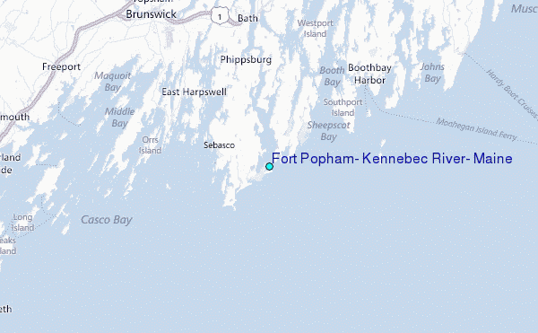 Fort Popham, Kennebec River, Maine Tide Station Location Map