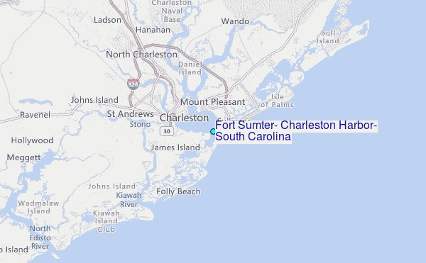 Fort Sumter, Charleston Harbor, South Carolina Tide Station Location Map