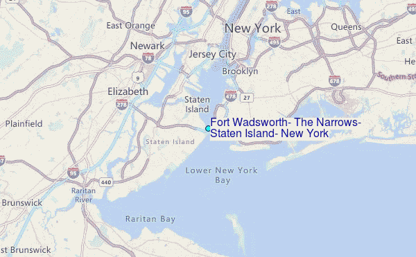 Fort Wadsworth, The Narrows, Staten Island, New York Tide Station Location Map