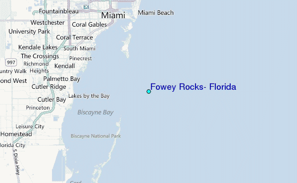 Fowey Rocks, Florida Tide Station Location Map