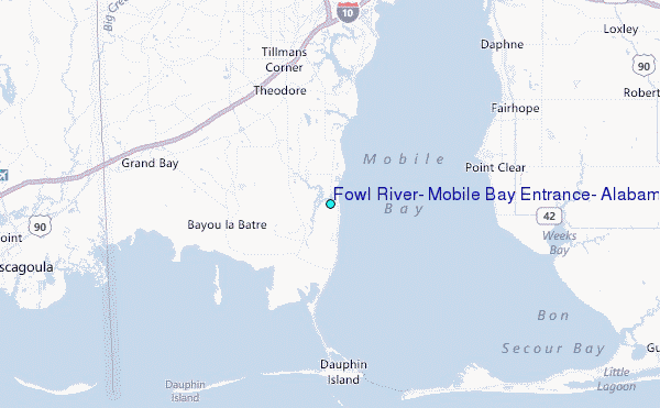 Fowl River, Mobile Bay Entrance, Alabama Tide Station Location Map