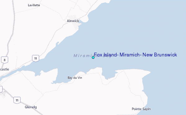Fox Island, Miramich, New Brunswick Tide Station Location Map