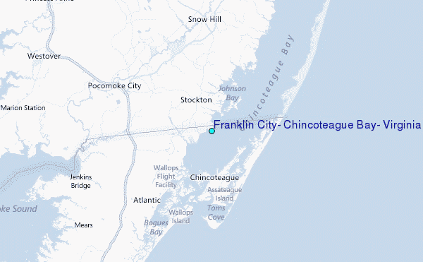 Franklin City, Chincoteague Bay, Virginia Tide Station Location Map