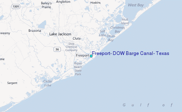 Freeport, DOW Barge Canal, Texas Tide Station Location Map