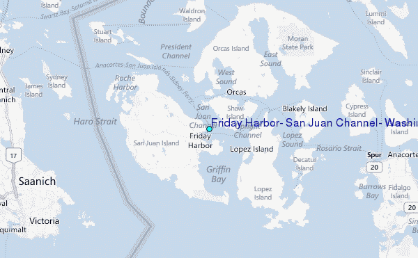Friday Harbor, San Juan Channel, Washington Tide Station Location Map