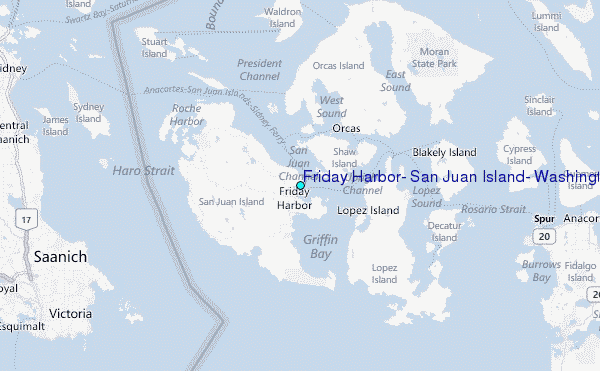 Friday Harbor, San Juan Island, Washington Tide Station Location Map