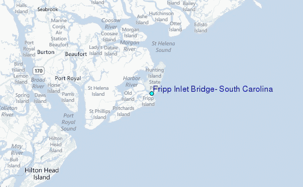 Fripp Inlet Bridge, South Carolina Tide Station Location Map