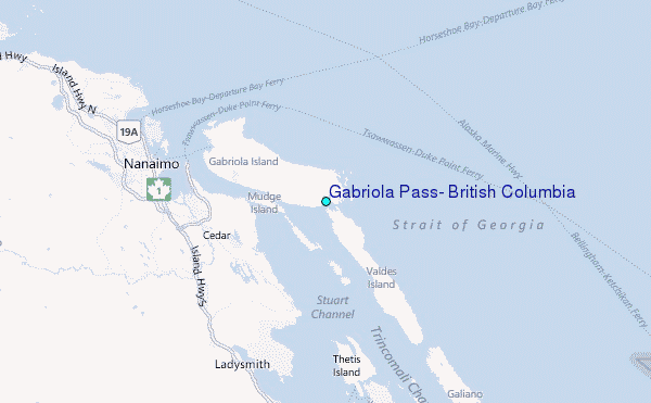 Gabriola Pass, British Columbia Tide Station Location Map