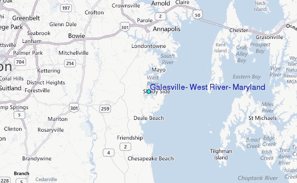 Galesville, West River, Maryland Tide Station Location Map