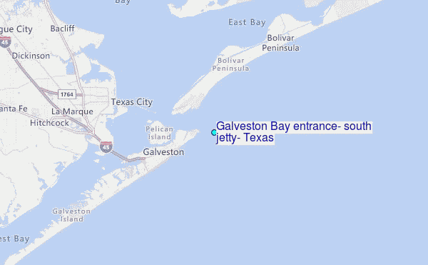 Galveston Bay entrance, south jetty, Texas Tide Station Location Map