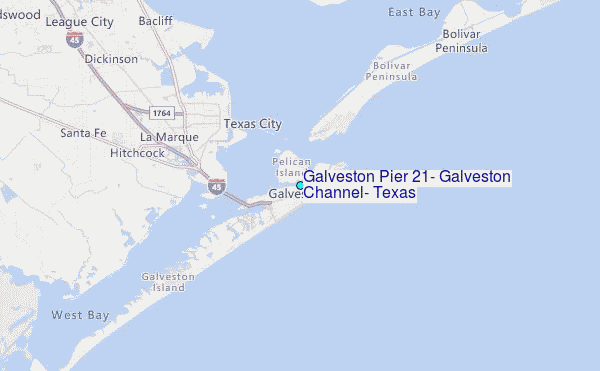Galveston Pier 21, Galveston Channel, Texas Tide Station Location Map