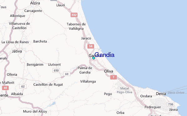 Gandia Tide Station Location Map