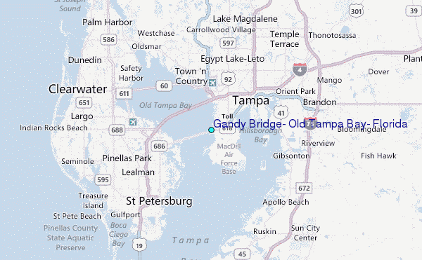 Gandy Bridge, Old Tampa Bay, Florida Tide Station Location Map