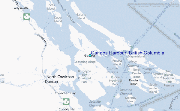 Ganges Harbour, British Columbia Tide Station Location Map