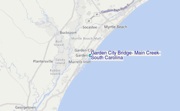 Garden City Bridge, Main Creek, South Carolina Tide Station Location Map