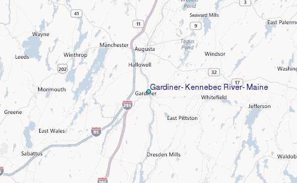 Gardiner, Kennebec River, Maine Tide Station Location Map